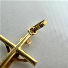 18K 750 Yellow Gold 1.4G Jesus Cross Pendant Charm!